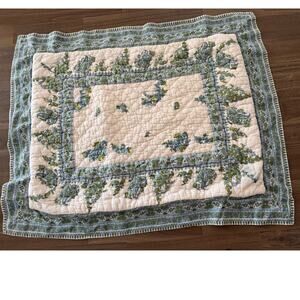 Soft Surroundings Blue Cream Paisley Floral Sham 100% Cotton Standard (1)